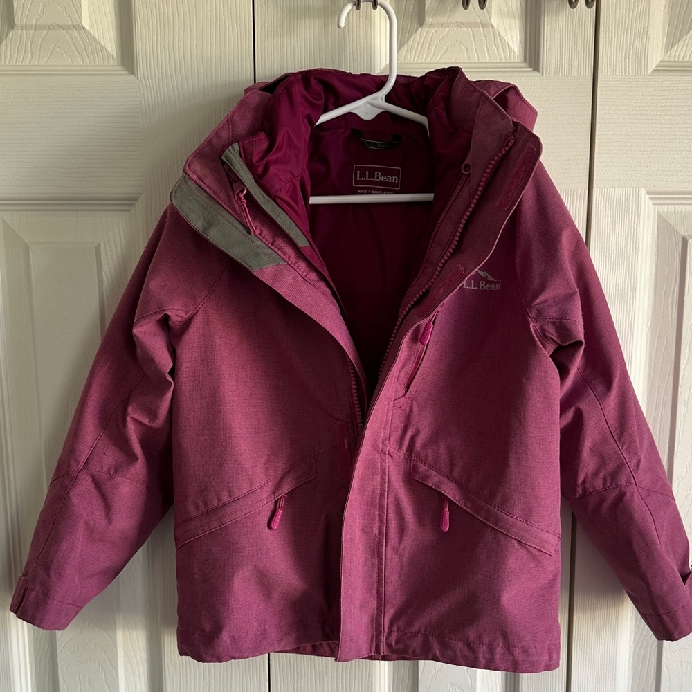 L.L. Bean Kids' All-Season 3-in-1 Jacket, Little Kids' - Magenta Haze Size S4